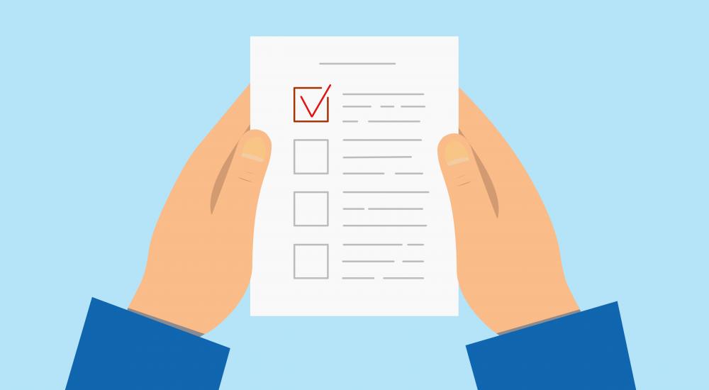 illustration of a person holding a itemized list